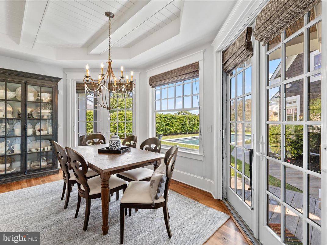 Chandelier, Dining room, Interior, Wood Texture Flooring
