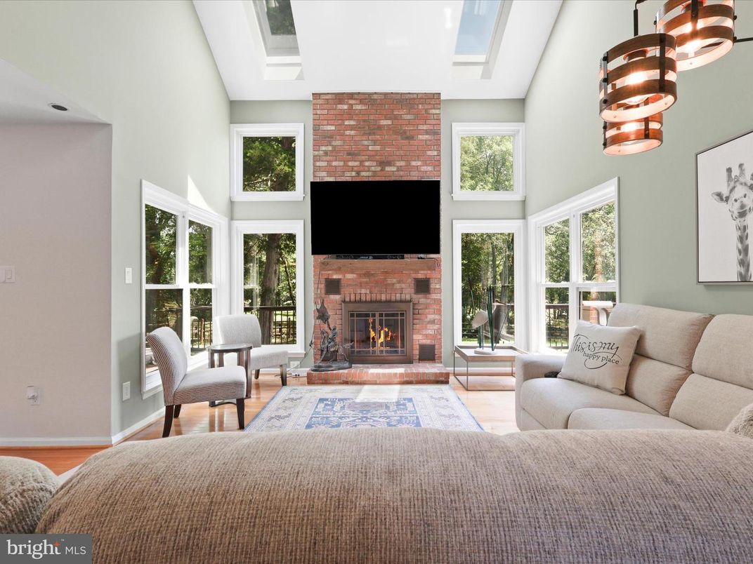 Fireplace, Interior, Living room, Stone Walls, Wood Texture Flooring