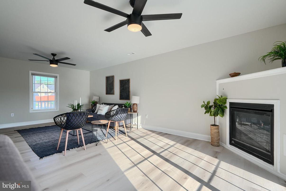 Fireplace, Home Office, Interior, Wood Texture Flooring