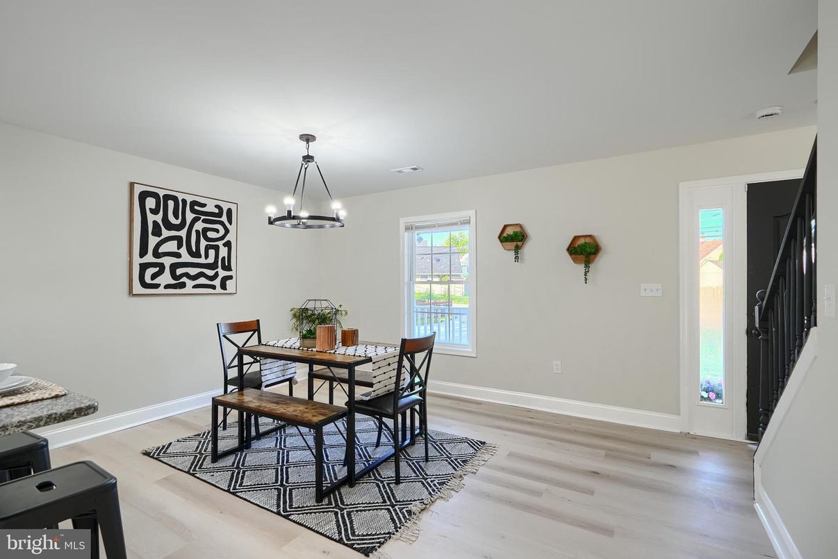 Chandelier, Dining room, Interior, Wood Texture Flooring