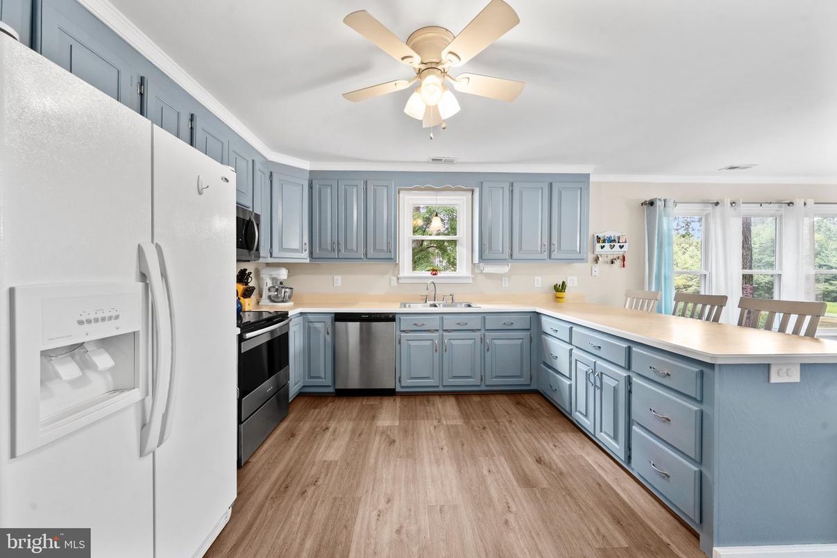 Interior, Kitchen, Stainless Steel Appliances, Wood Texture Flooring