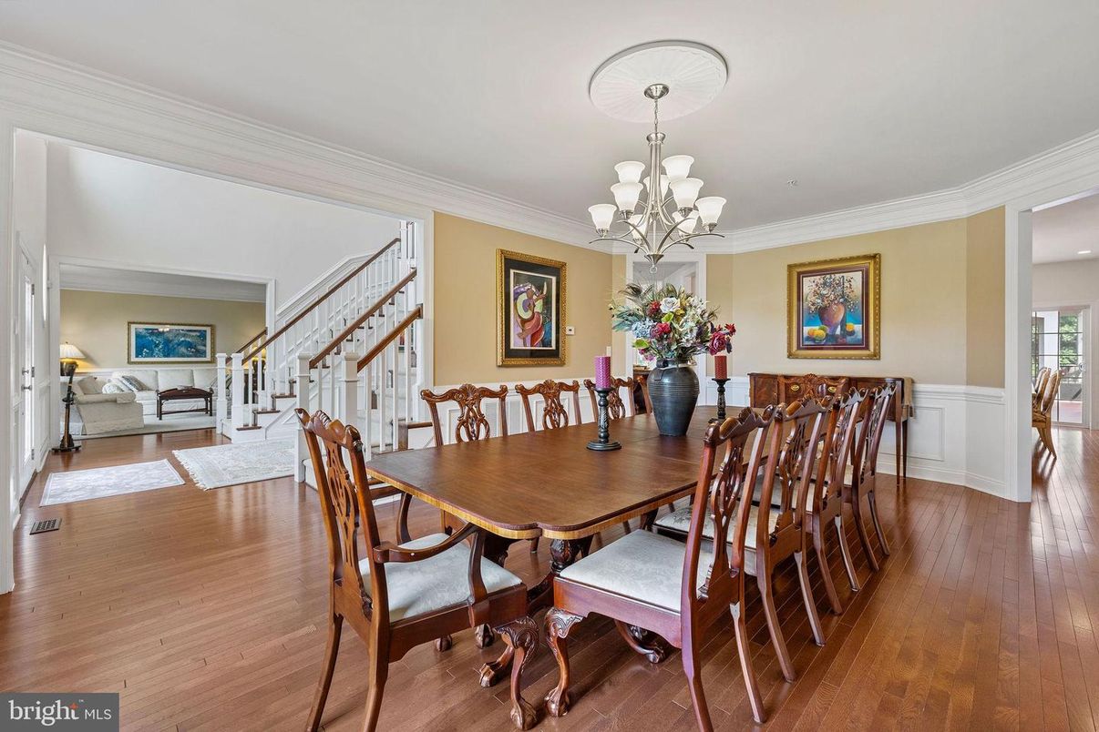 Chandelier, Dining room, Interior, Wood Texture Flooring