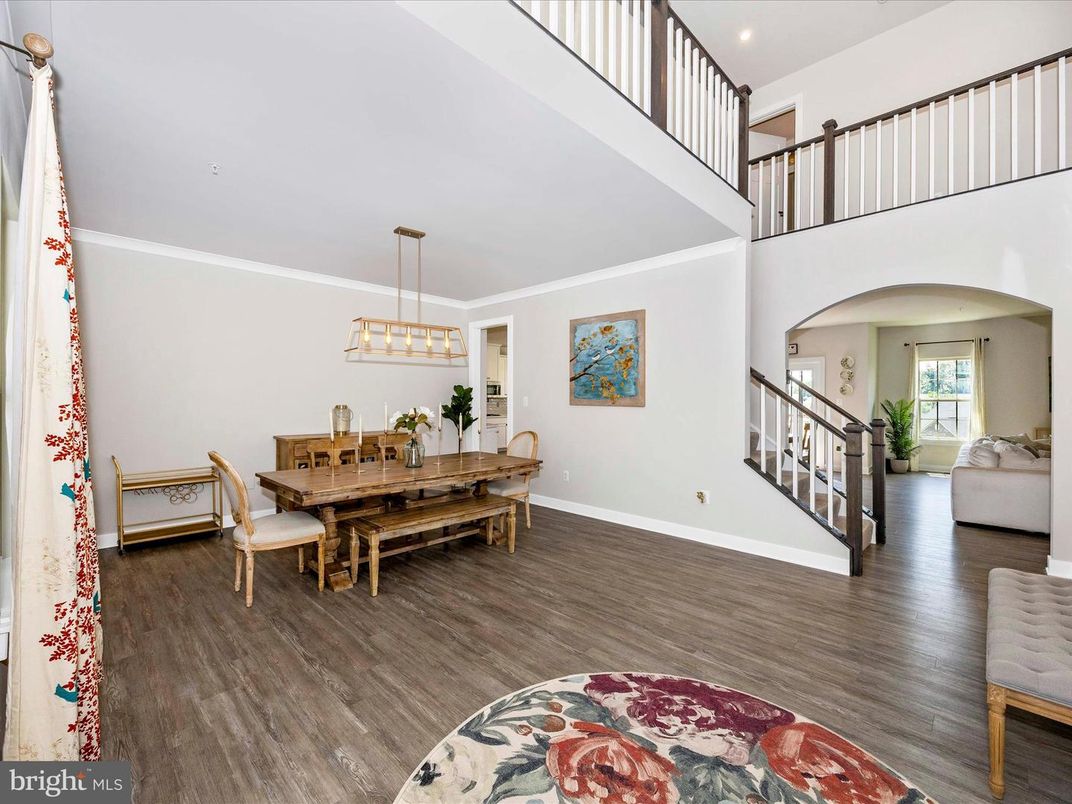 Dining room, Interior, Pendant Lights, Recessed Lighting, Wood Texture Flooring