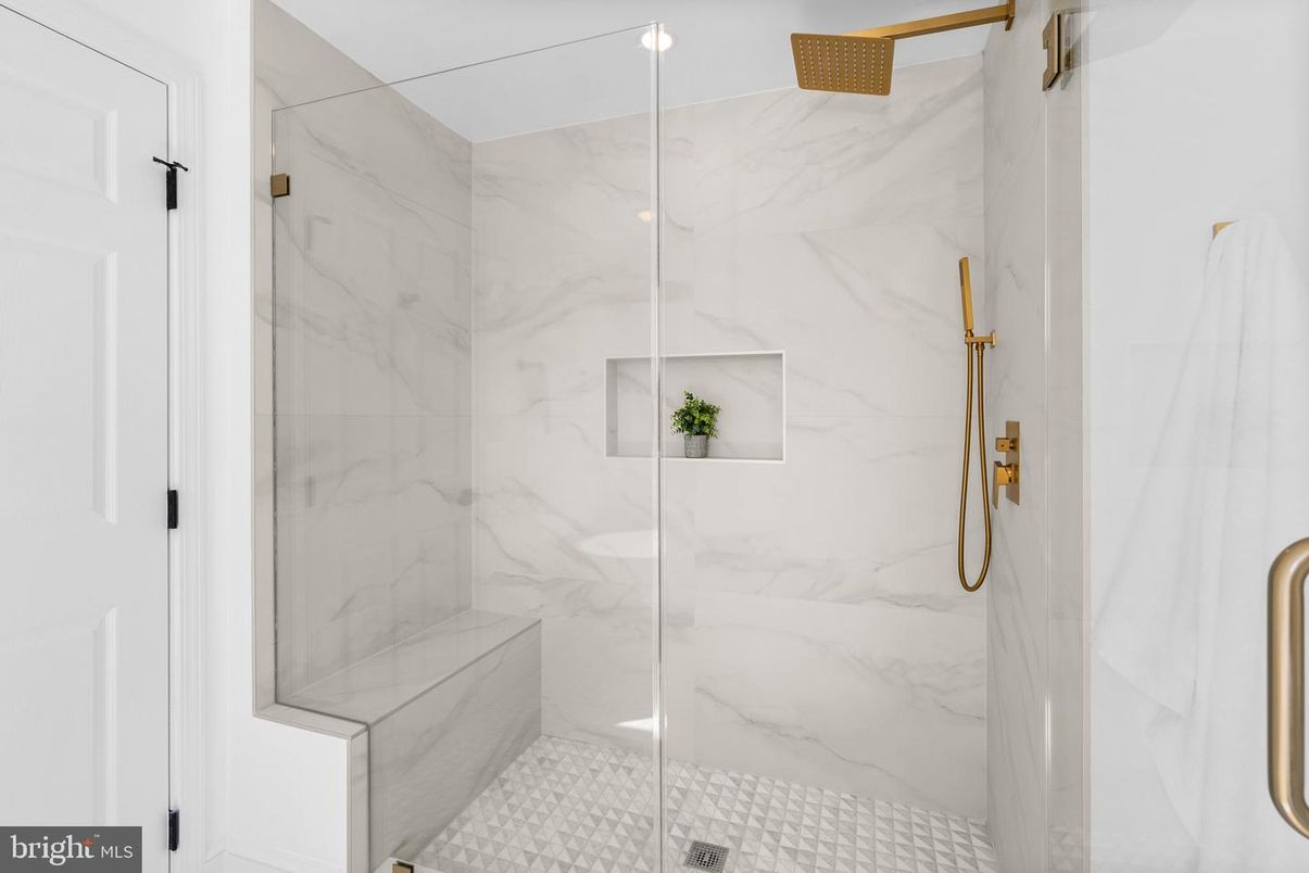 Bathroom, Glass Shower, Interior, Marble Walls