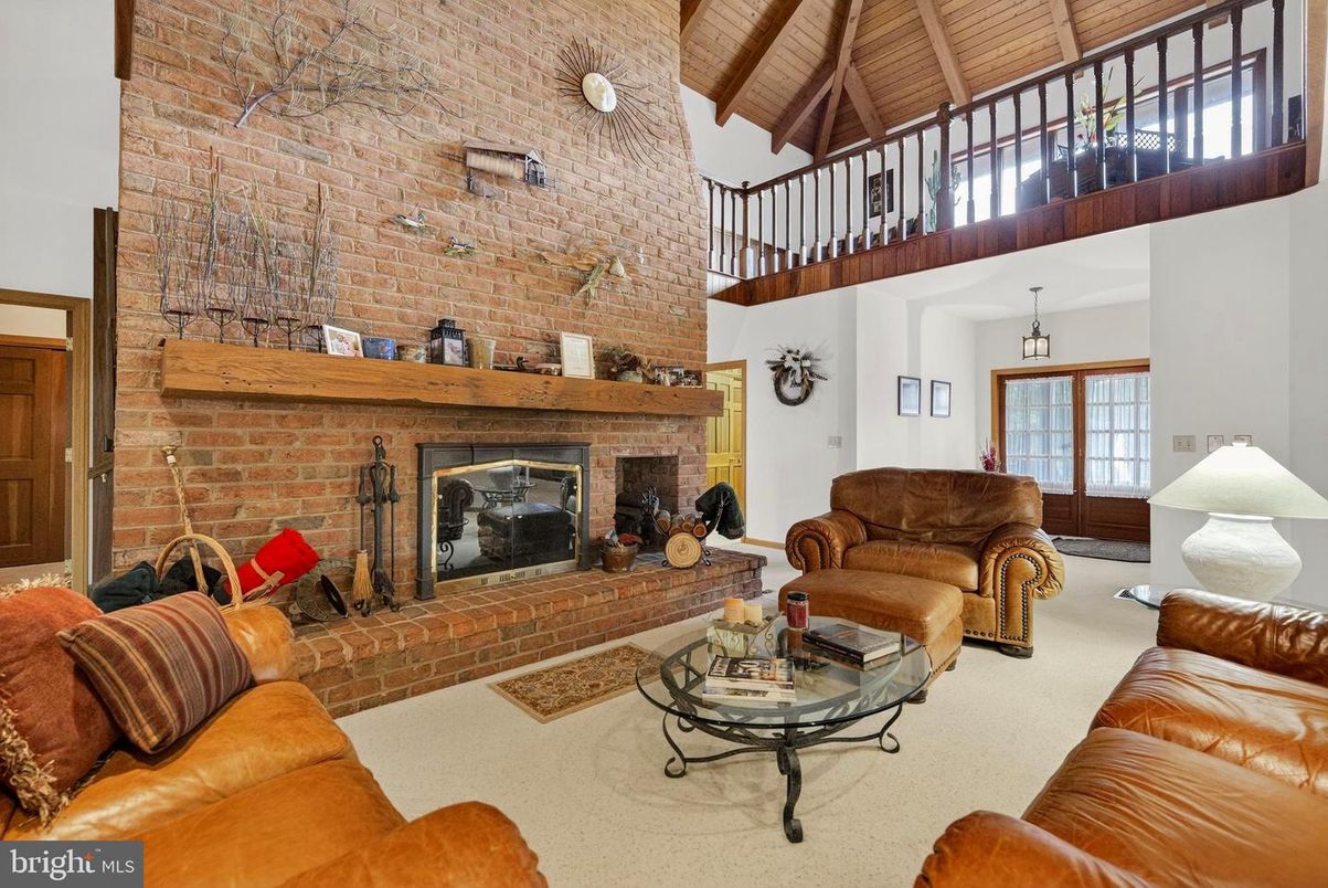 Fireplace, Interior, Living room, Pendant Lights, Stone Walls, Wooden Beams, Wooden Ceilings