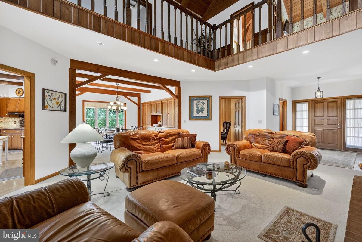 Chandelier, Dining room, Interior, Living room, Recessed Lighting, Wooden Beams
