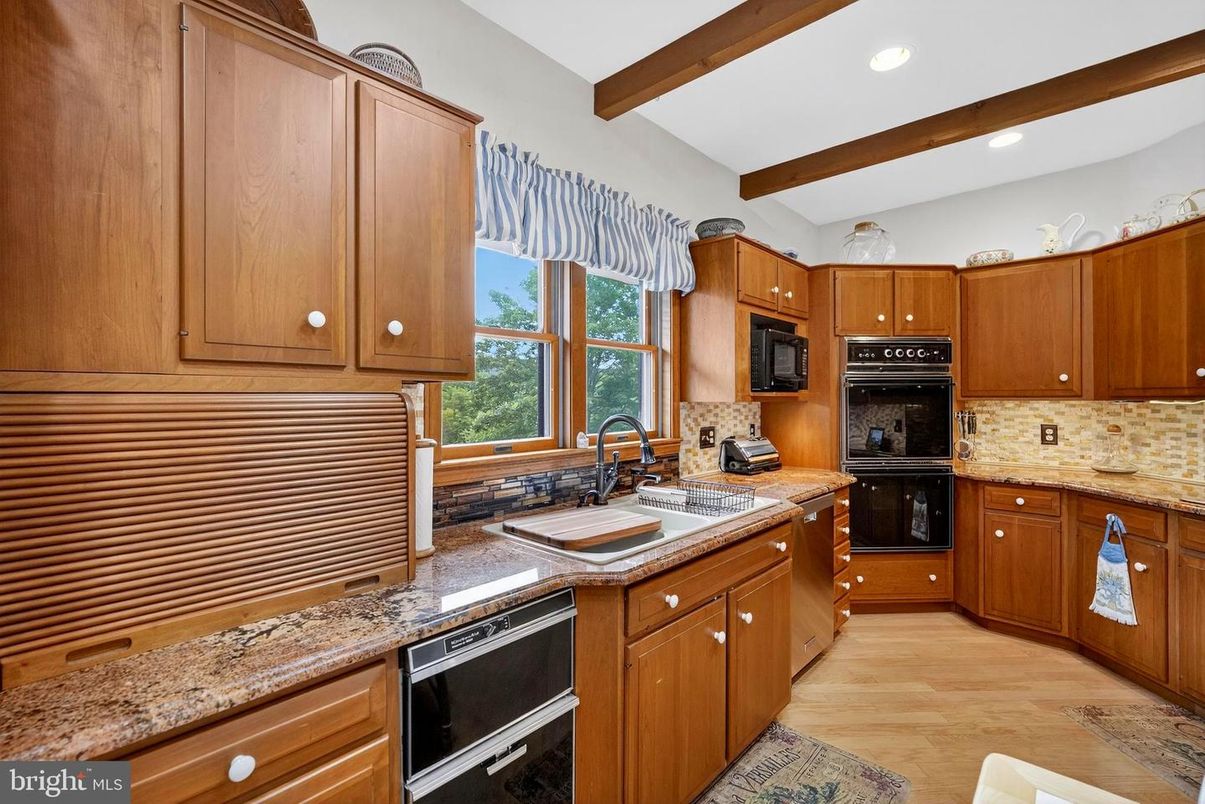 Interior, Kitchen, Recessed Lighting, Wooden Beams, Wood Texture Flooring