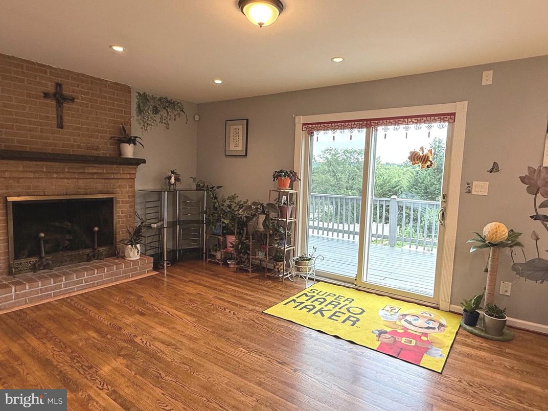 Fireplace, Interior, Recessed Lighting, Stone Walls, Wood Texture Flooring