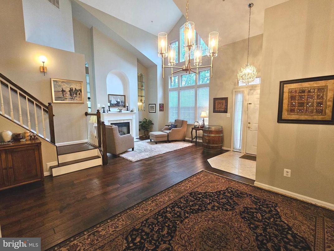 Chandelier, Fireplace, Interior, Living room, Wood Texture Flooring