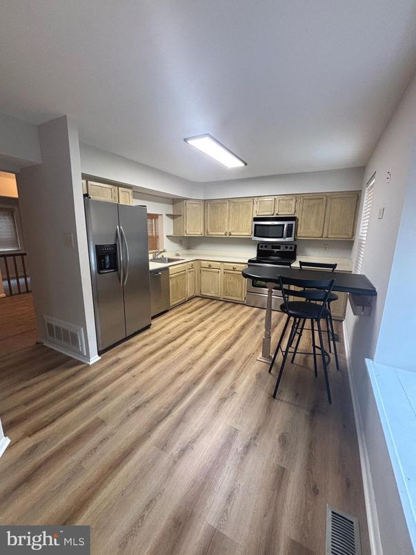 Interior, Kitchen, Stainless Steel Appliances, Wood Texture Flooring