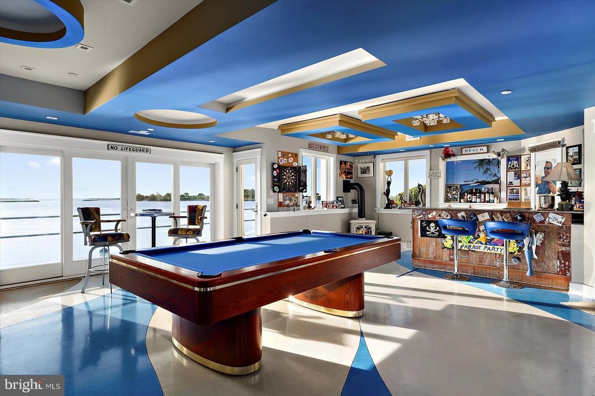 Billiard Table, Game Room, Interior, Recessed Lighting, Water