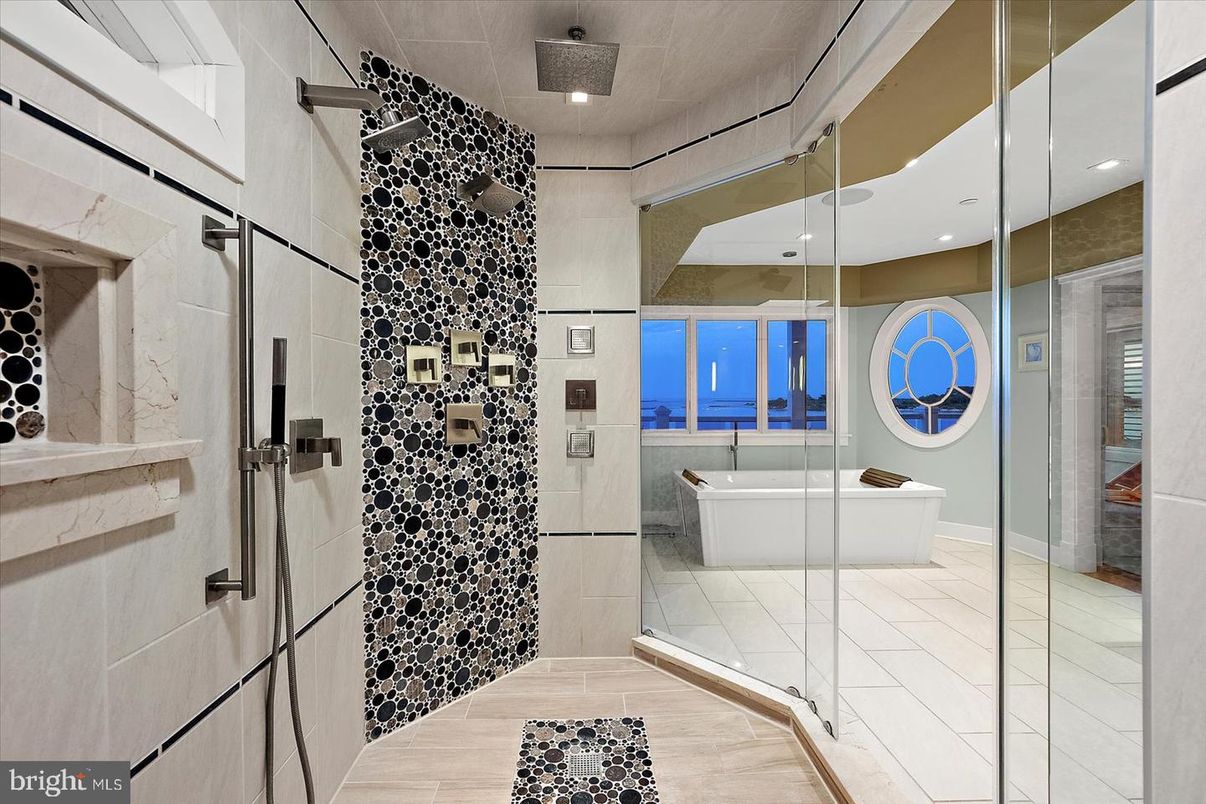 Bathroom, Glass Shower, Interior, Recessed Lighting