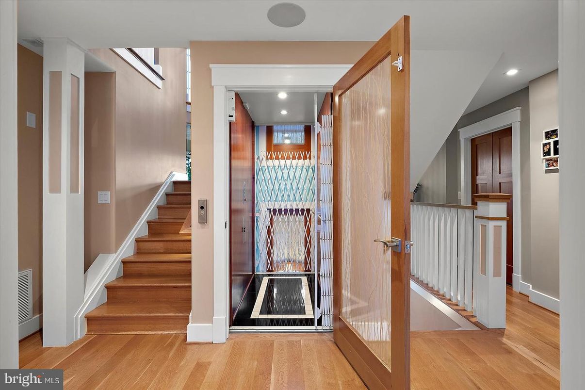 Elevator, Interior, Recessed Lighting, Wood Texture Flooring