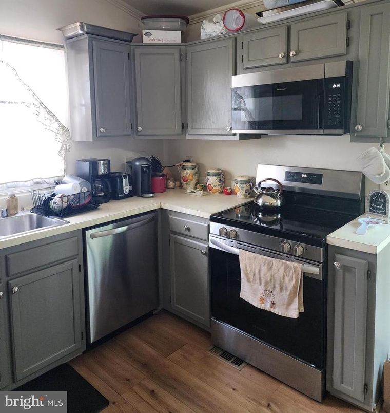 Interior, Kitchen, Stainless Steel Appliances, Wood Texture Flooring