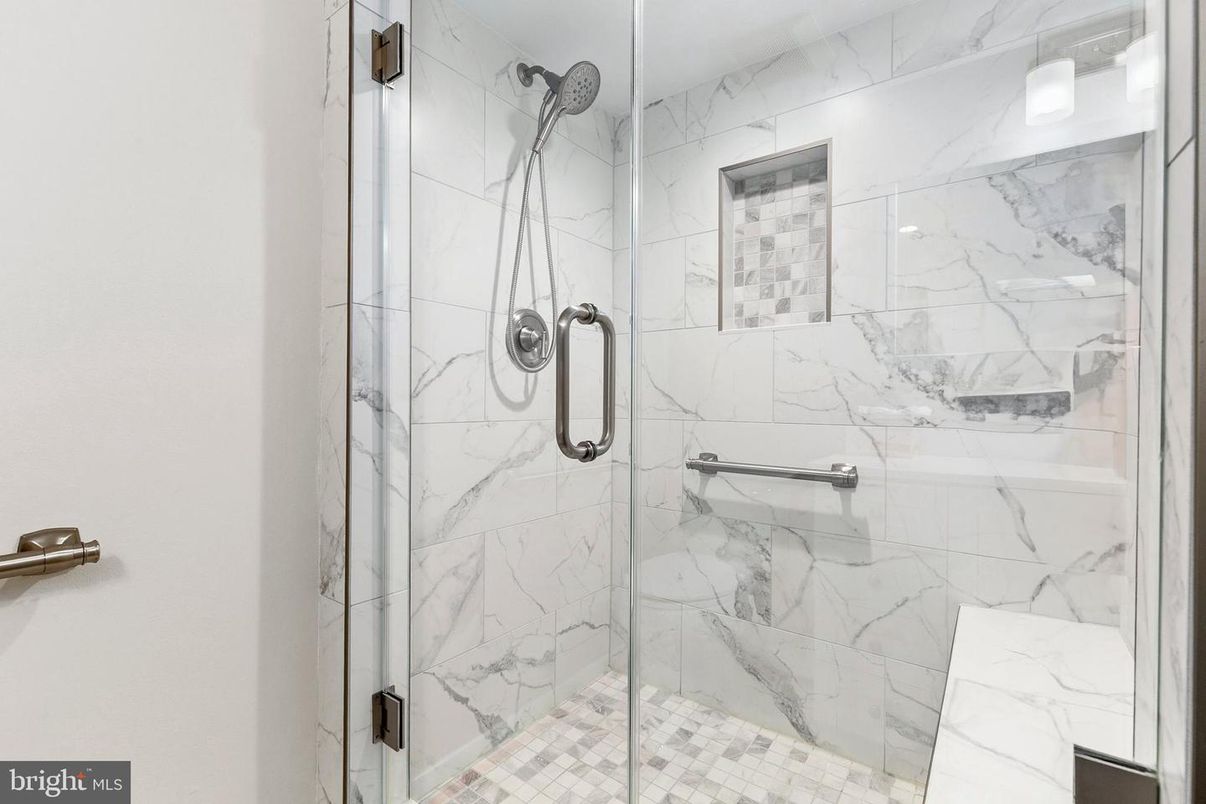 Bathroom, Glass Shower, Interior, Marble Walls