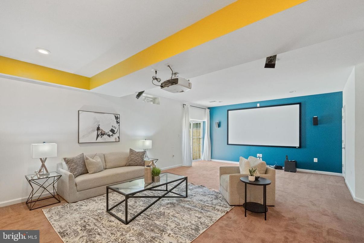 Interior, Living room, Projection Screen, Recessed Lighting
