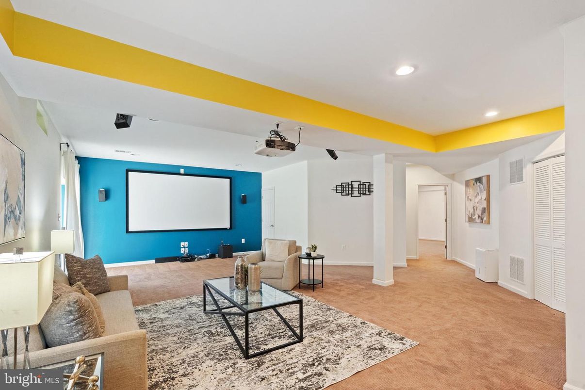 Interior, Living room, Projection Screen, Recessed Lighting