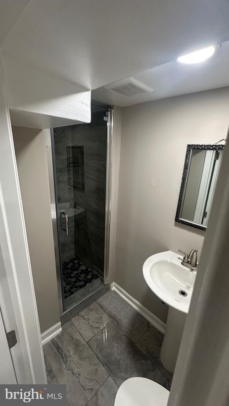 Bathroom, Glass Shower, Interior, Recessed Lighting