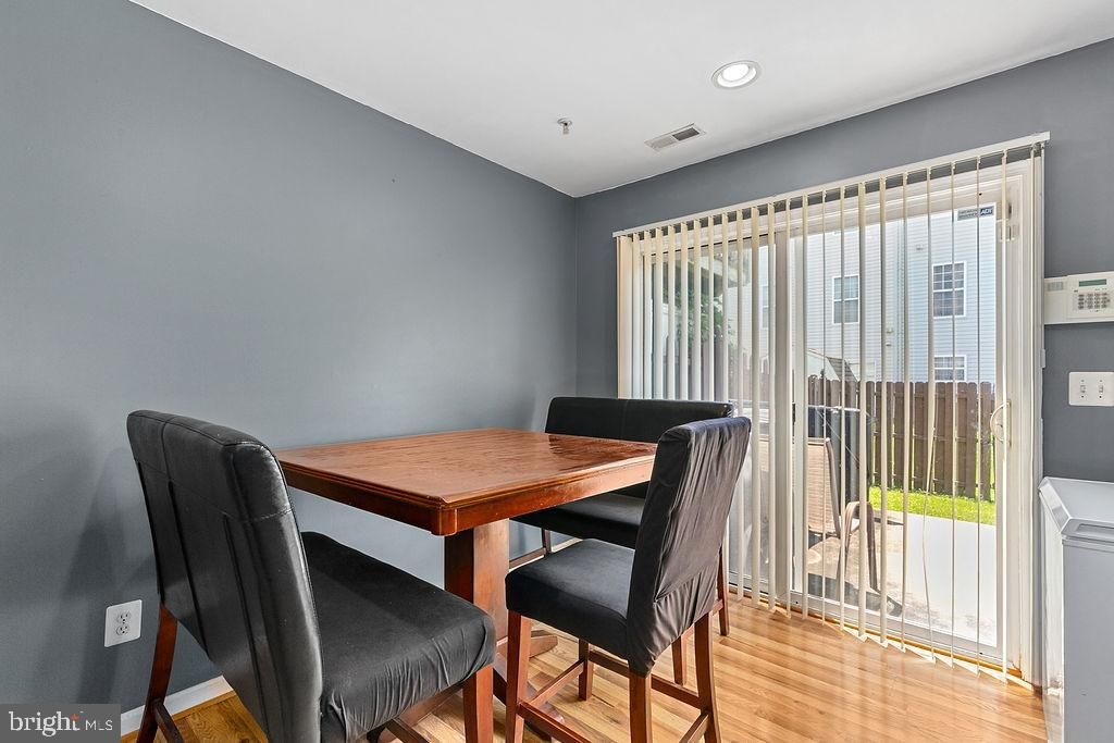 Dining room, Interior, Recessed Lighting, Wood Texture Flooring