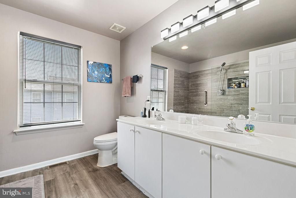 Bathroom, Dual Sink Vanities, Interior, Wood Texture Flooring
