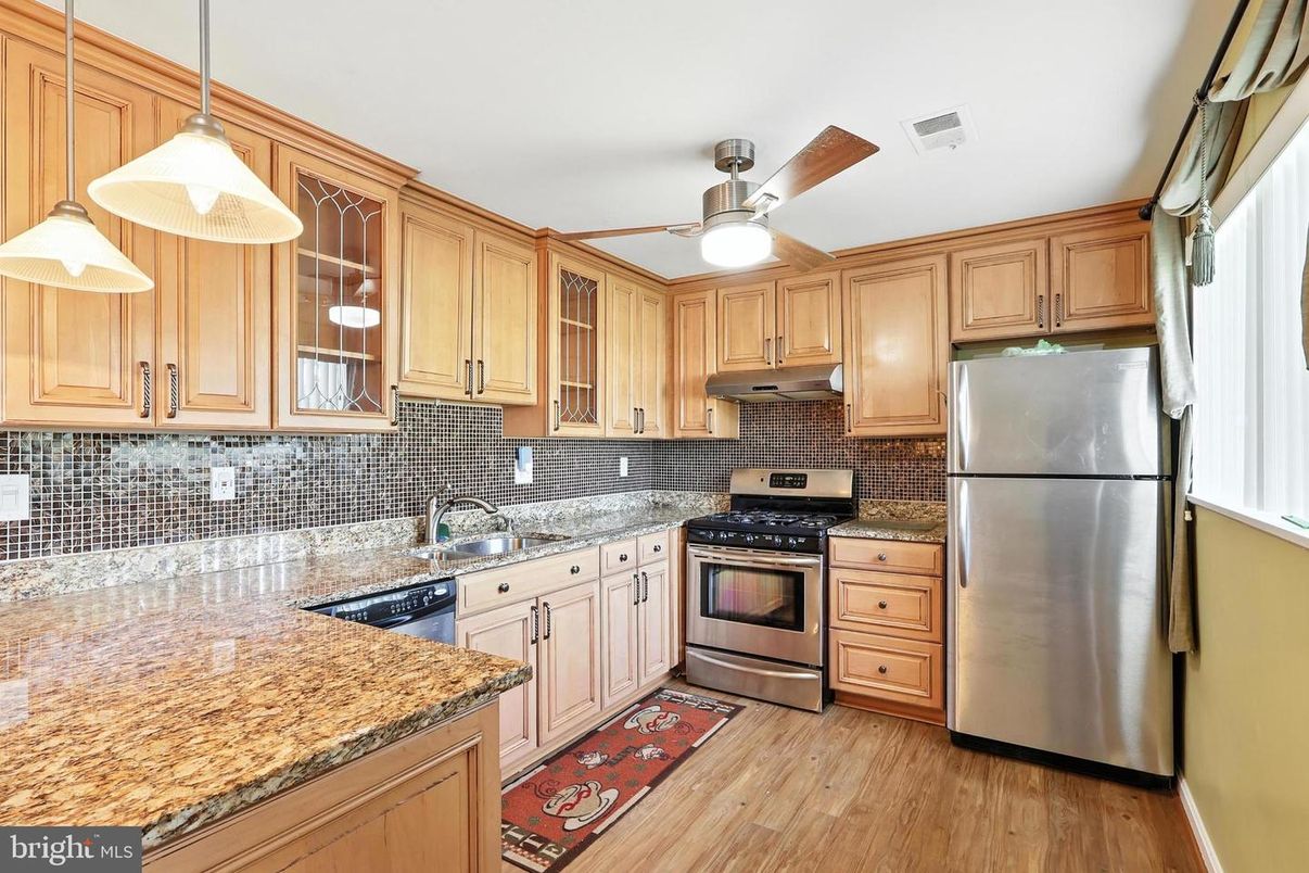 Interior, Kitchen, Pendant Lights, Stainless Steel Appliances, Wood Texture Flooring
