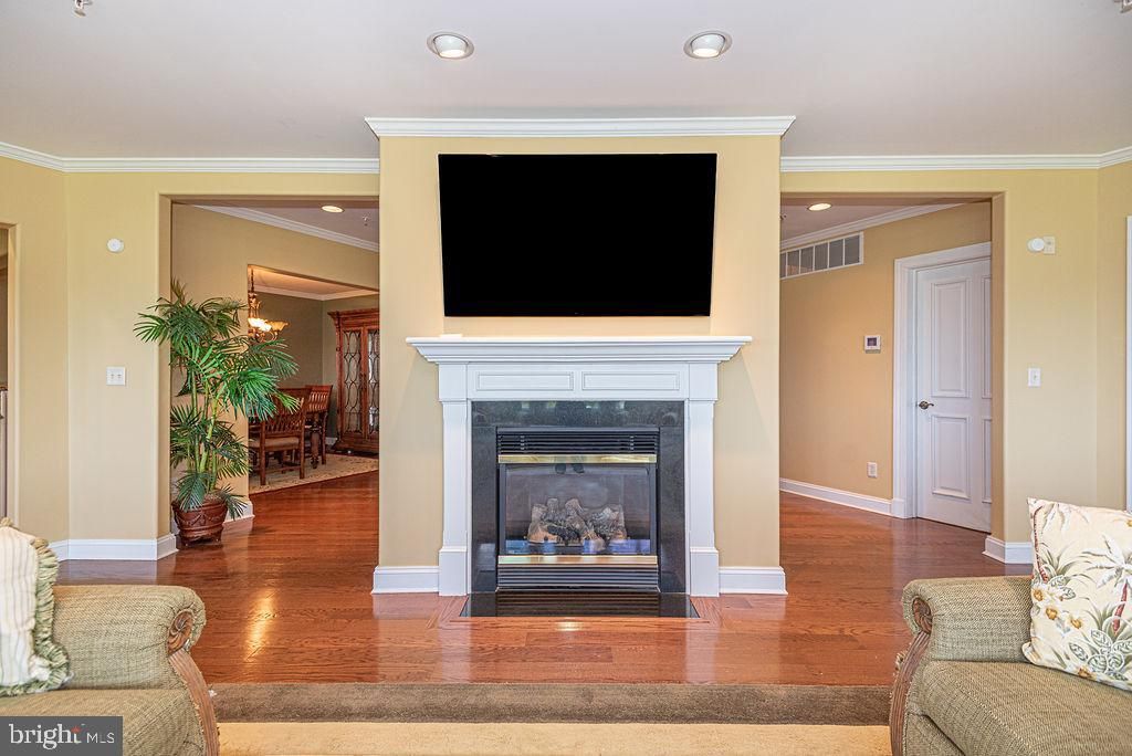 Fireplace, Interior, Recessed Lighting, Wood Texture Flooring