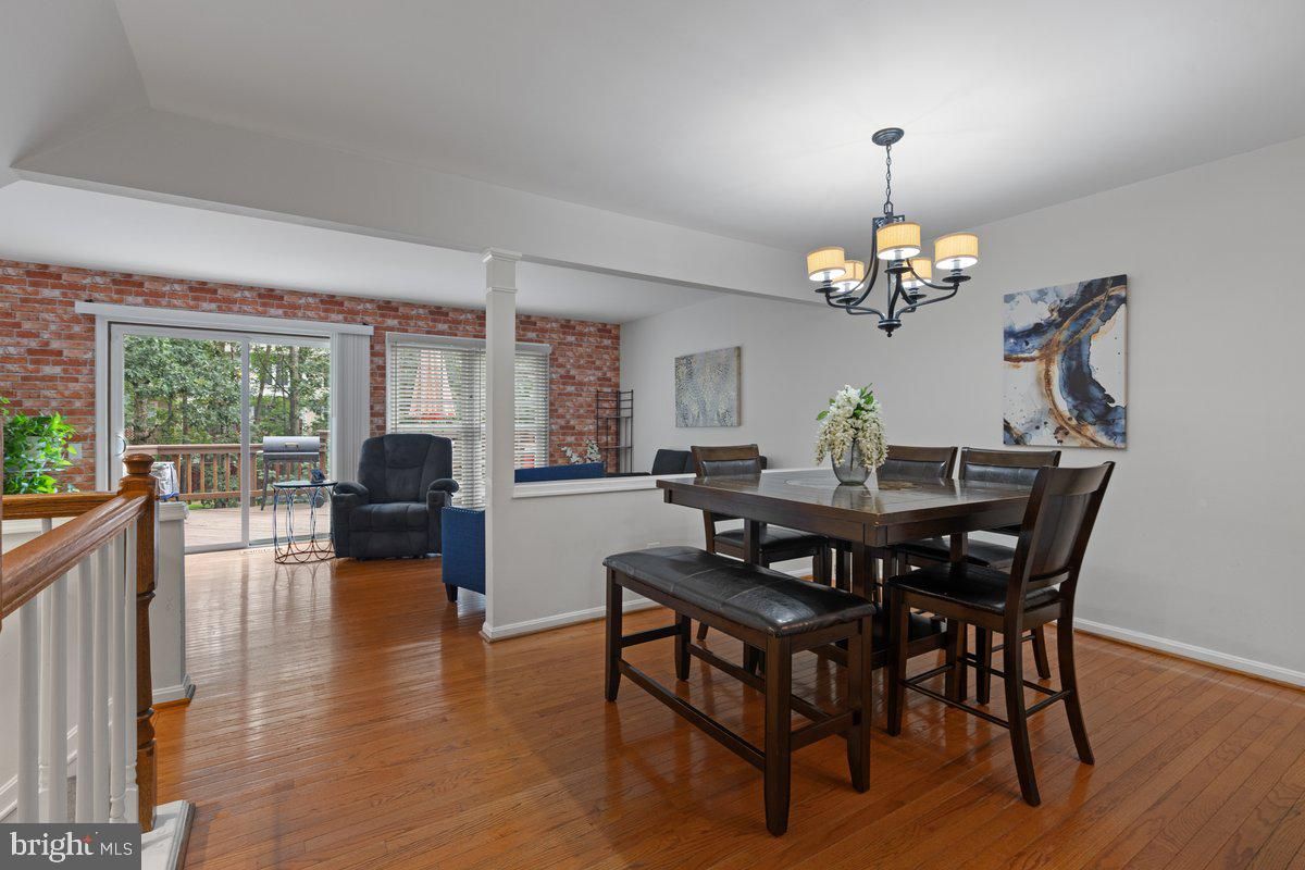 Chandelier, Dining room, Interior, Stone Walls, Wood Texture Flooring