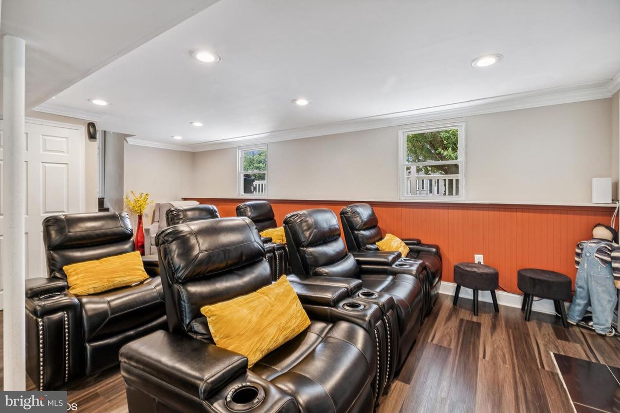 Home Theatre Room, Interior, Recessed Lighting, Theatre Room, Wood Texture Flooring