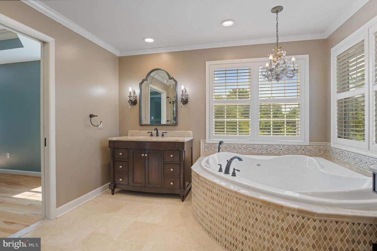 Bathroom, Chandelier, Interior, Recessed Lighting