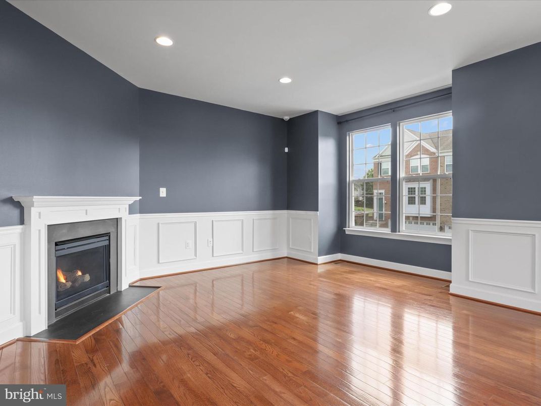 Empty room, Fireplace, Interior, Recessed Lighting, Wood Texture Flooring
