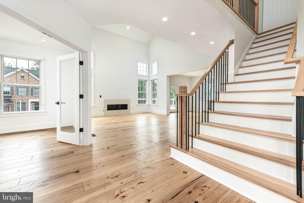 Fireplace, Interior, Recessed Lighting, Wood Texture Flooring