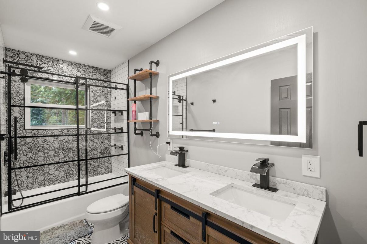 Bathroom, Glass Shower, Interior, Recessed Lighting