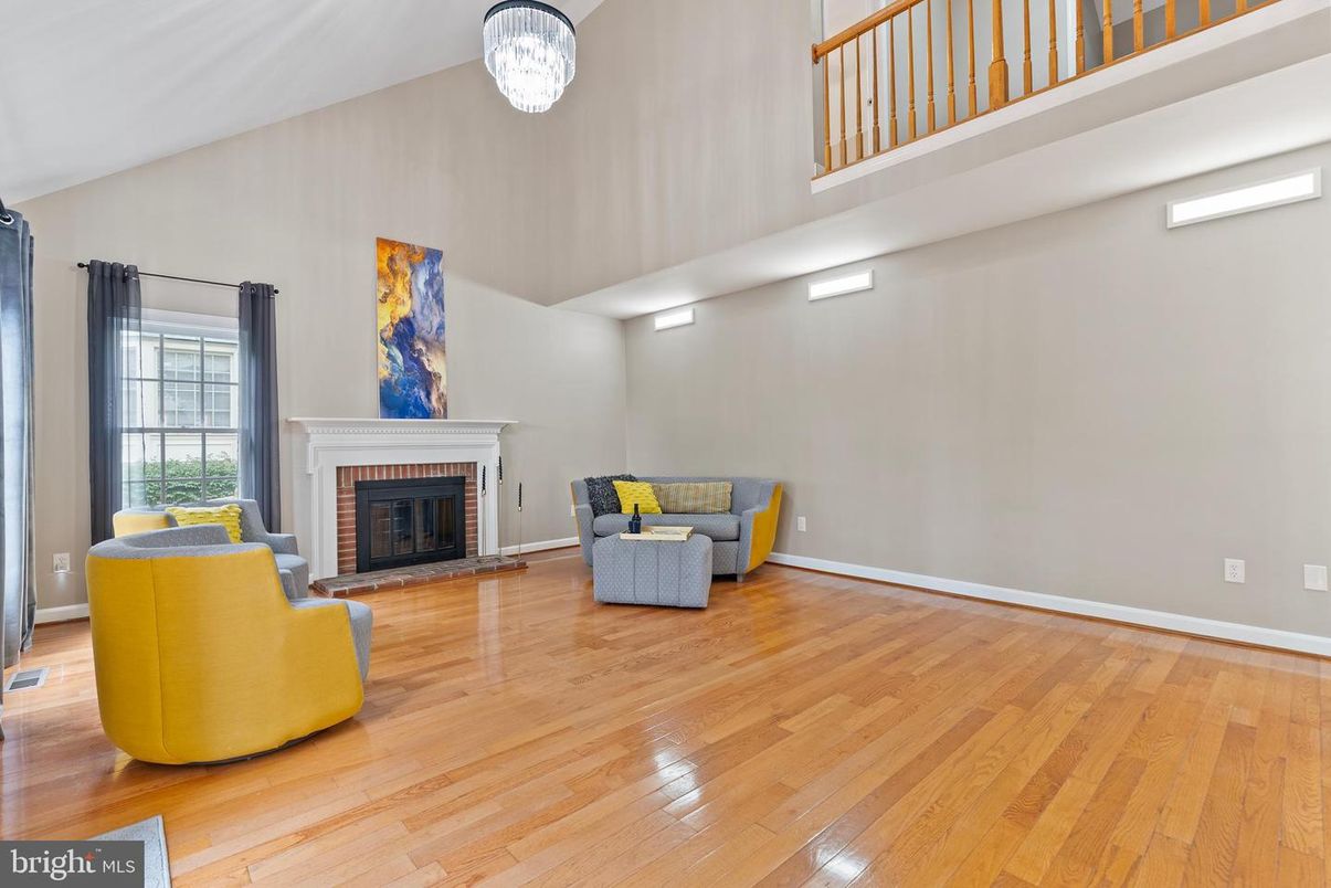 Fireplace, Interior, Pendant Lights, Wood Texture Flooring