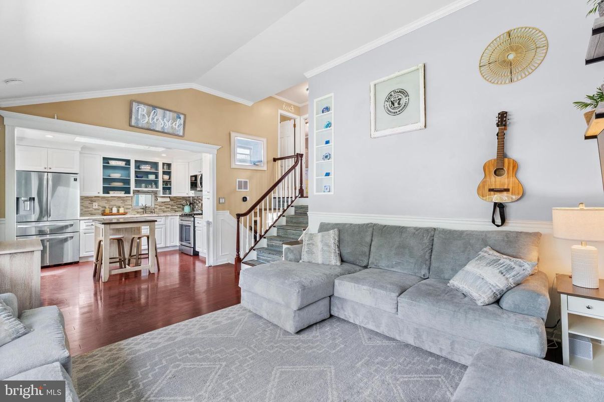 Interior, Kitchen, Living room, Recessed Lighting, Stainless Steel Appliances, Wood Texture Flooring