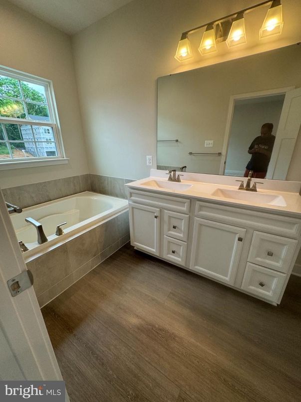 Bathroom, Dual Sink Vanities, Interior, Wood Texture Flooring