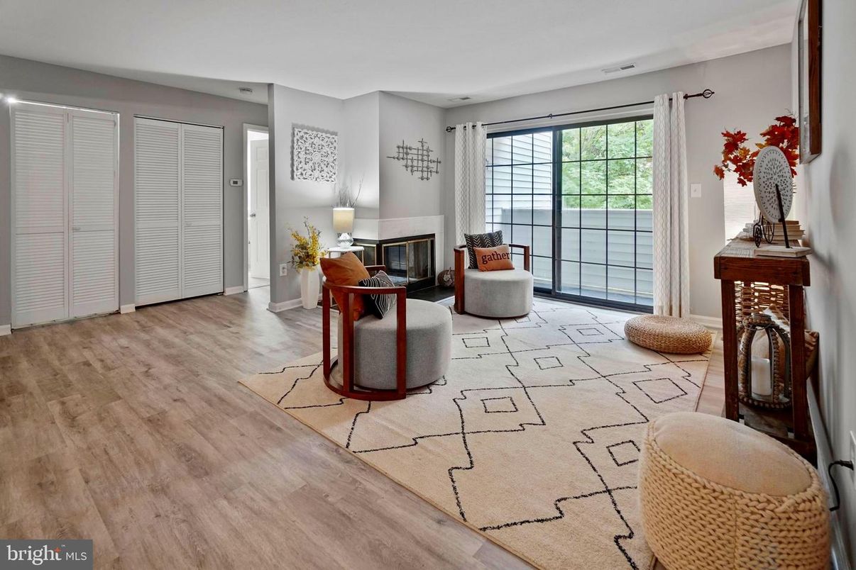 Fireplace, Interior, Recessed Lighting, Wood Texture Flooring