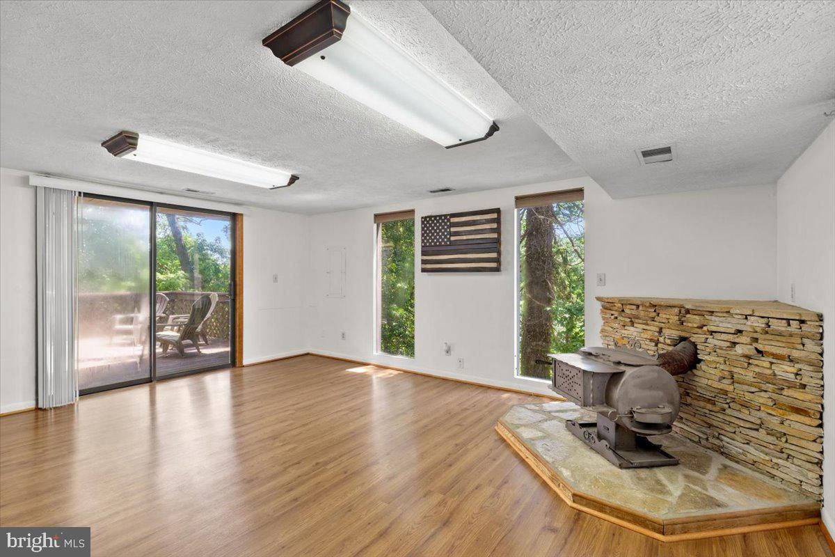 Empty room, Interior, Stone Walls, Wood Texture Flooring