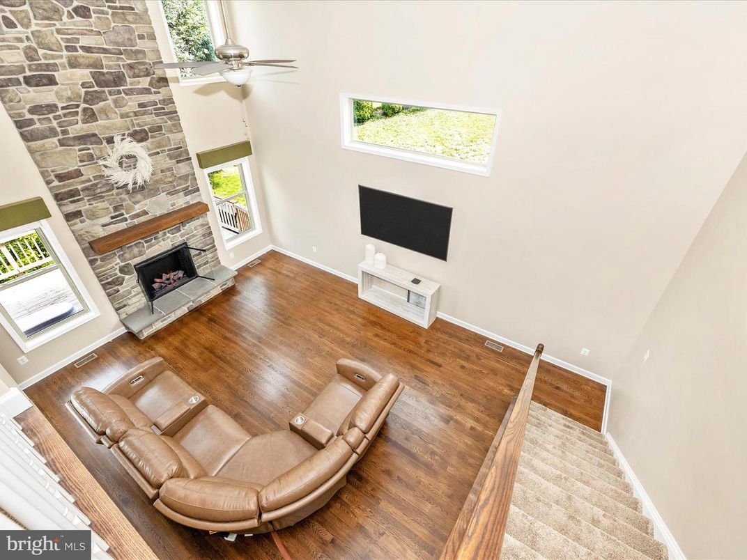 Fireplace, Interior, Living room, Stone Walls, Wood Texture Flooring
