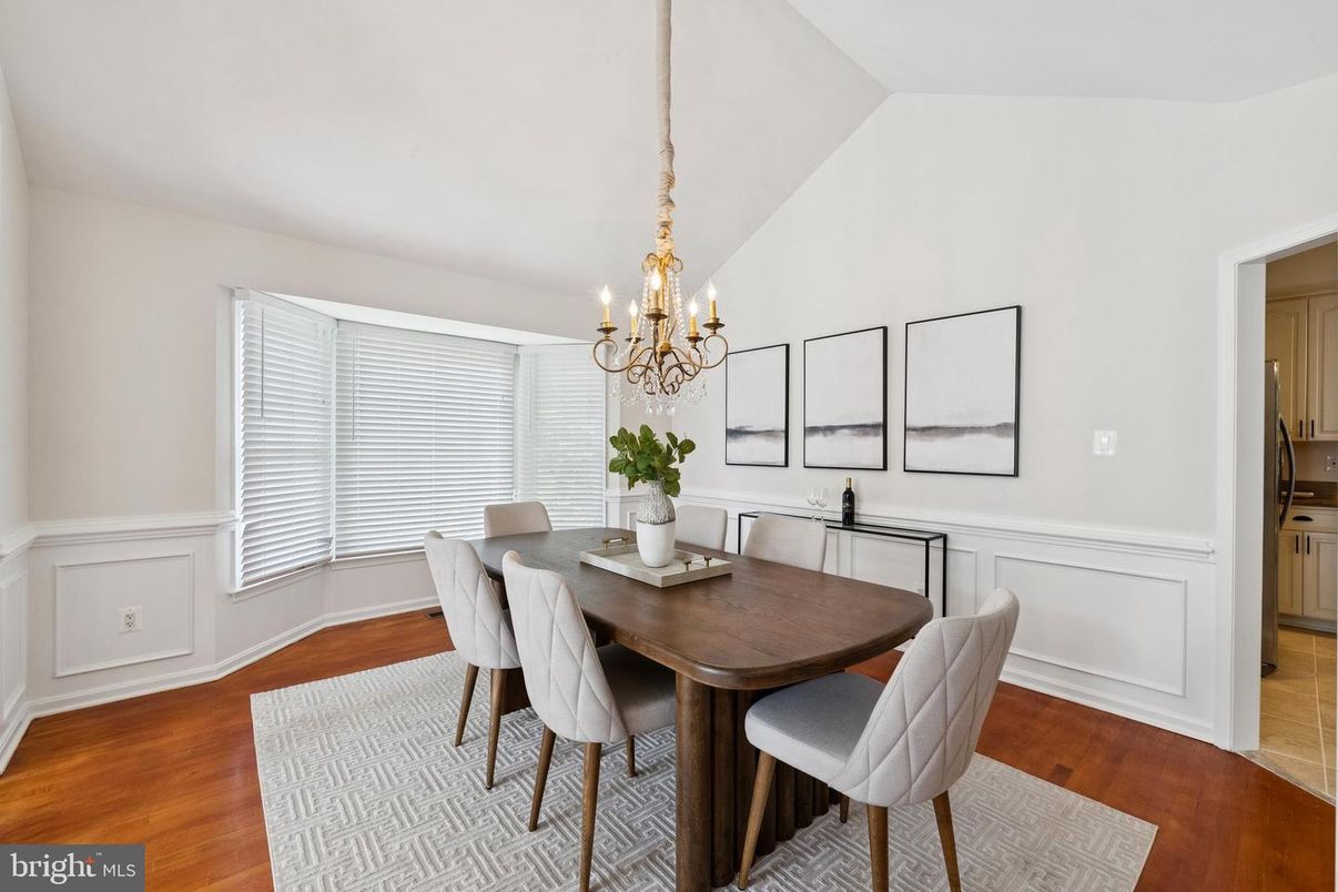 Chandelier, Dining room, Interior, Wood Texture Flooring