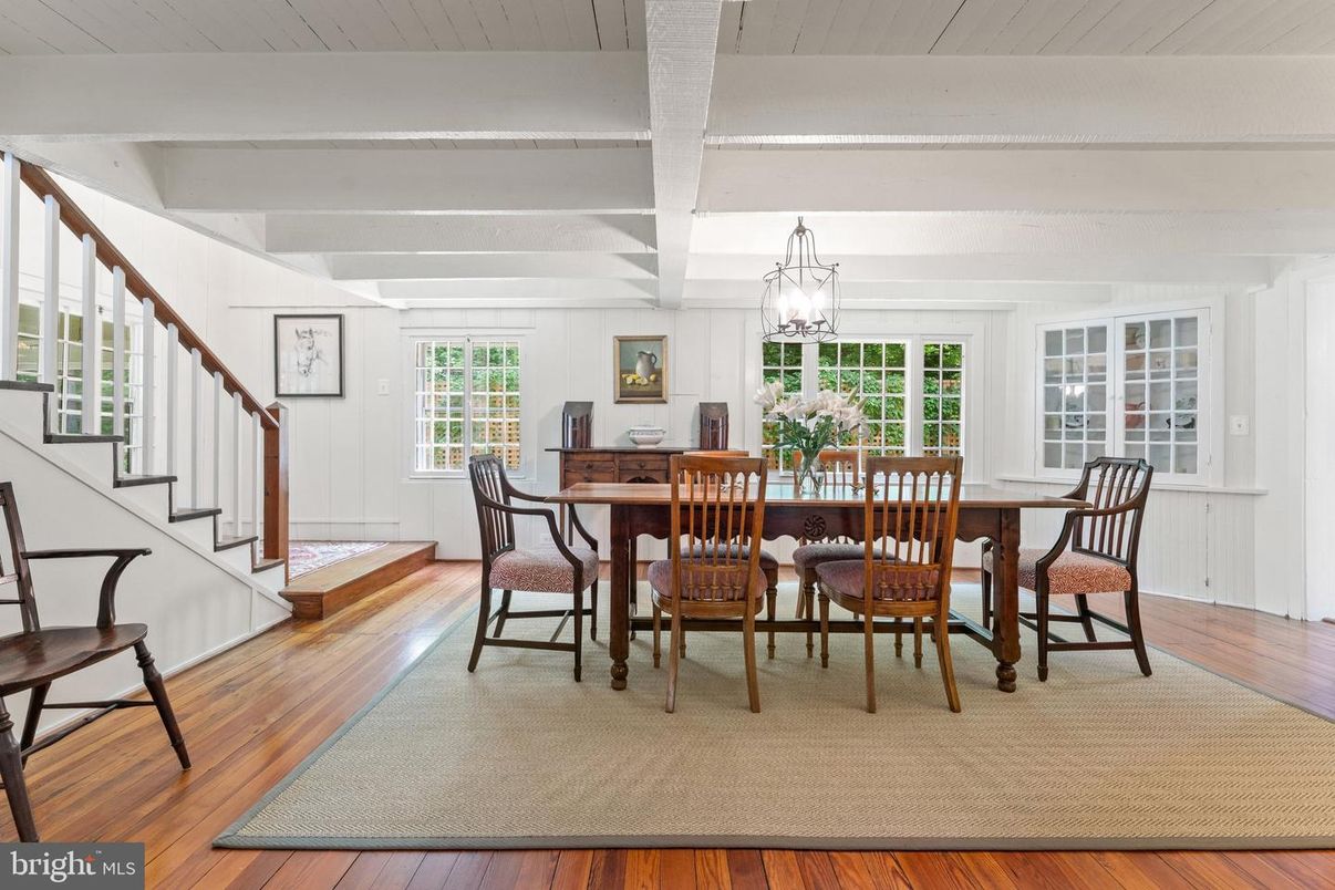 Chandelier, Dining room, Interior, Wood Texture Flooring
