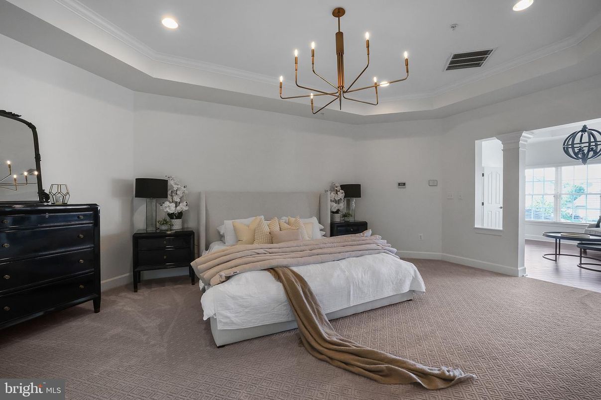 Bedroom, Chandelier, Interior, Recessed Lighting