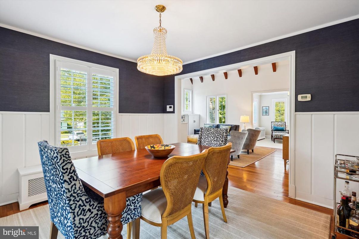 Chandelier, Dining room, Interior, Wood Texture Flooring