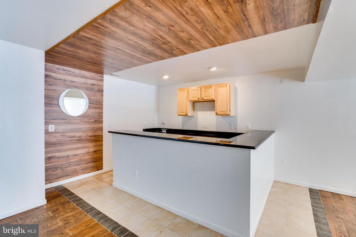 Interior, Kitchen, Recessed Lighting, Wooden Ceilings, Wood Texture Flooring, Wooden Walls