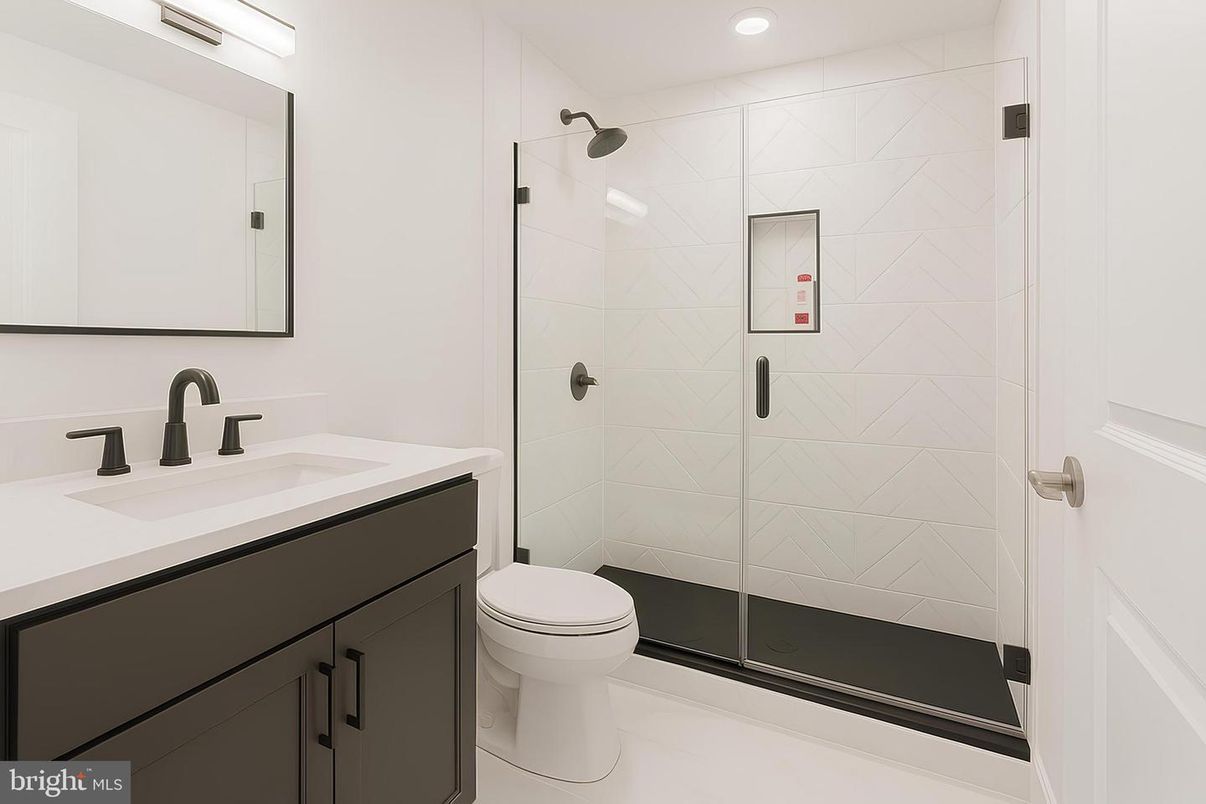 Bathroom, Glass Shower, Interior, Recessed Lighting