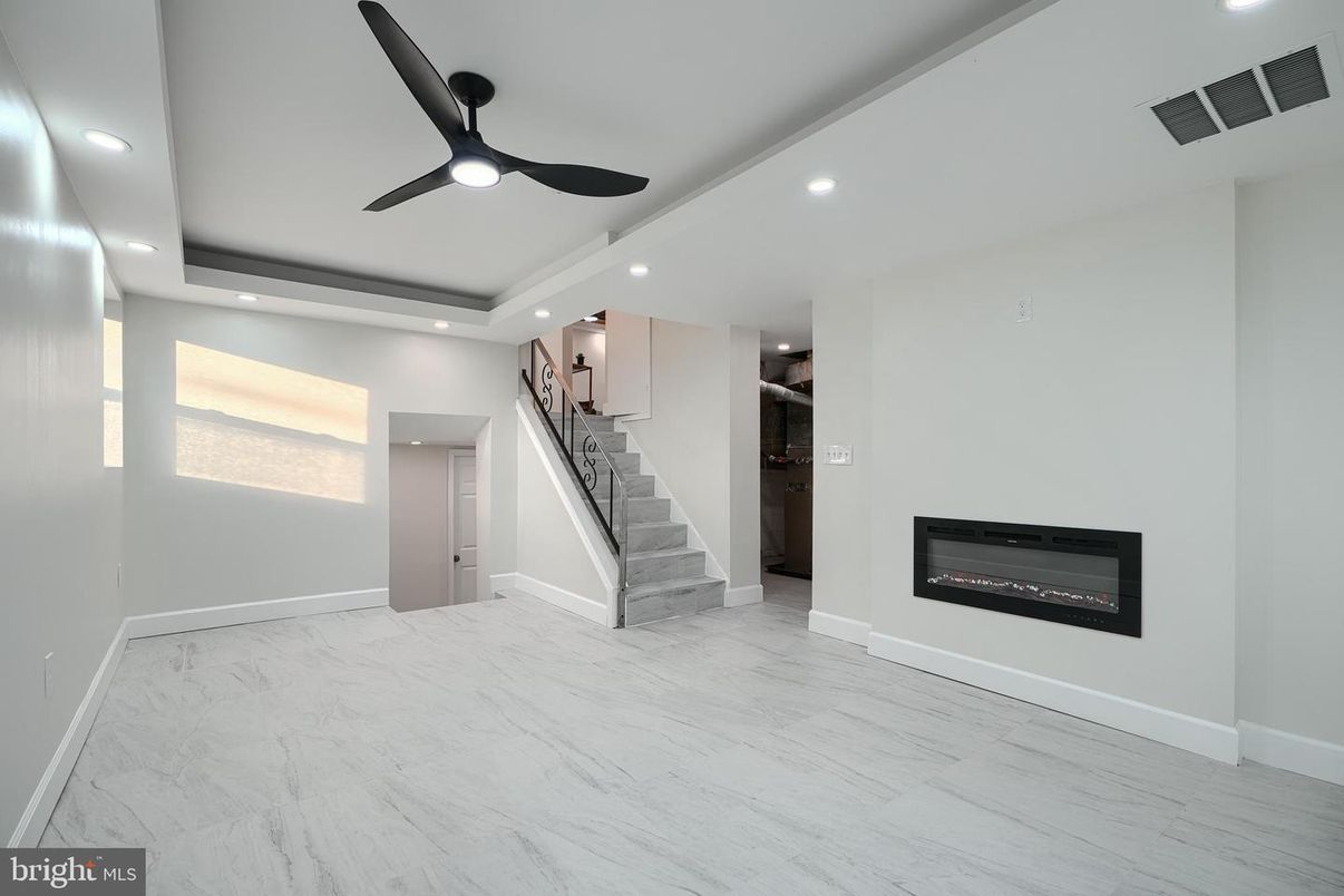 Fireplace, Interior, Marble, Recessed Lighting