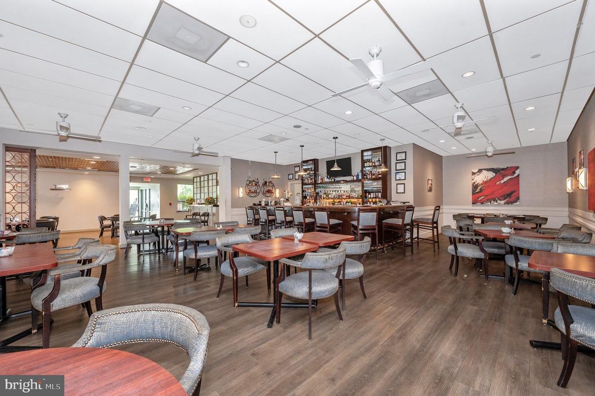 Dining room, Interior, Pendant Lights, Recessed Lighting, Wood Texture Flooring