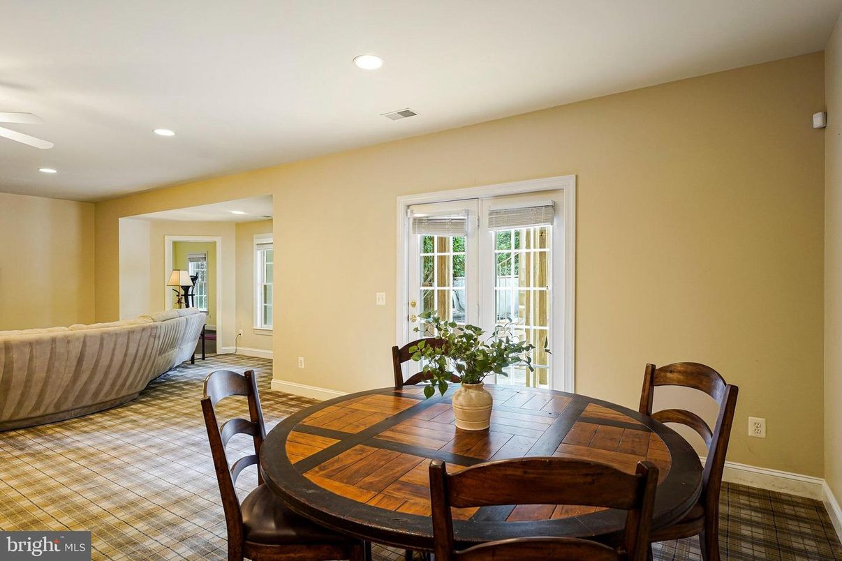 Dining room, Interior, Recessed Lighting, Wood Texture Flooring