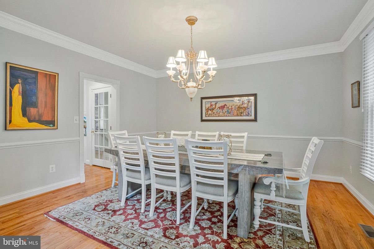 Chandelier, Dining room, Interior, Wood Texture Flooring