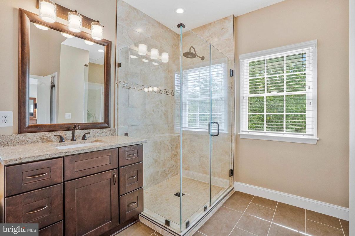 Bathroom, Glass Shower, Interior, Recessed Lighting