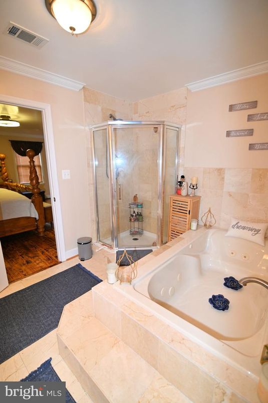 Bathroom, Glass Shower, Interior, Wood Texture Flooring